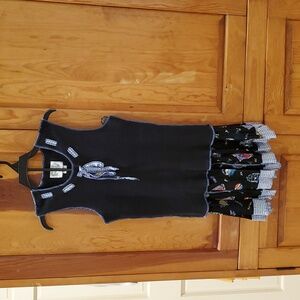 Navy Blue Top and Skirt with Patterned Accents Small-Med-Large